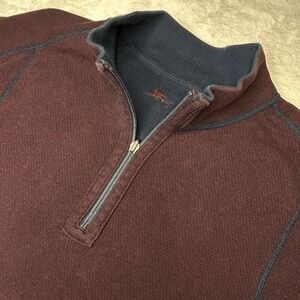 Tommy Bahama Mens Large 1/4 Zip Pullover‎ Blue Purple Sweater Reversible